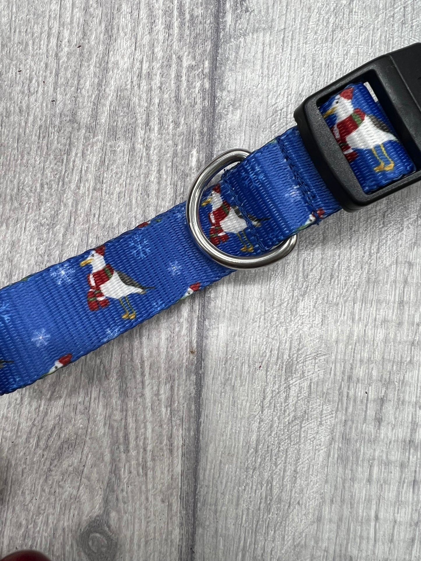 Snowy Seagulls Xmas Dog Collar