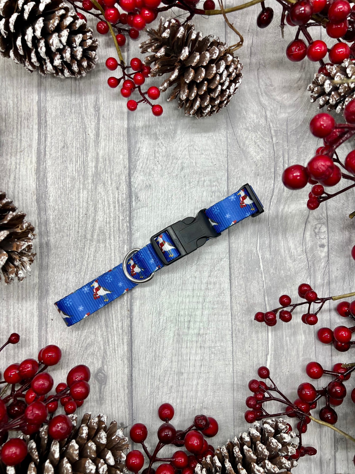 Snowy Seagulls Xmas Dog Collar
