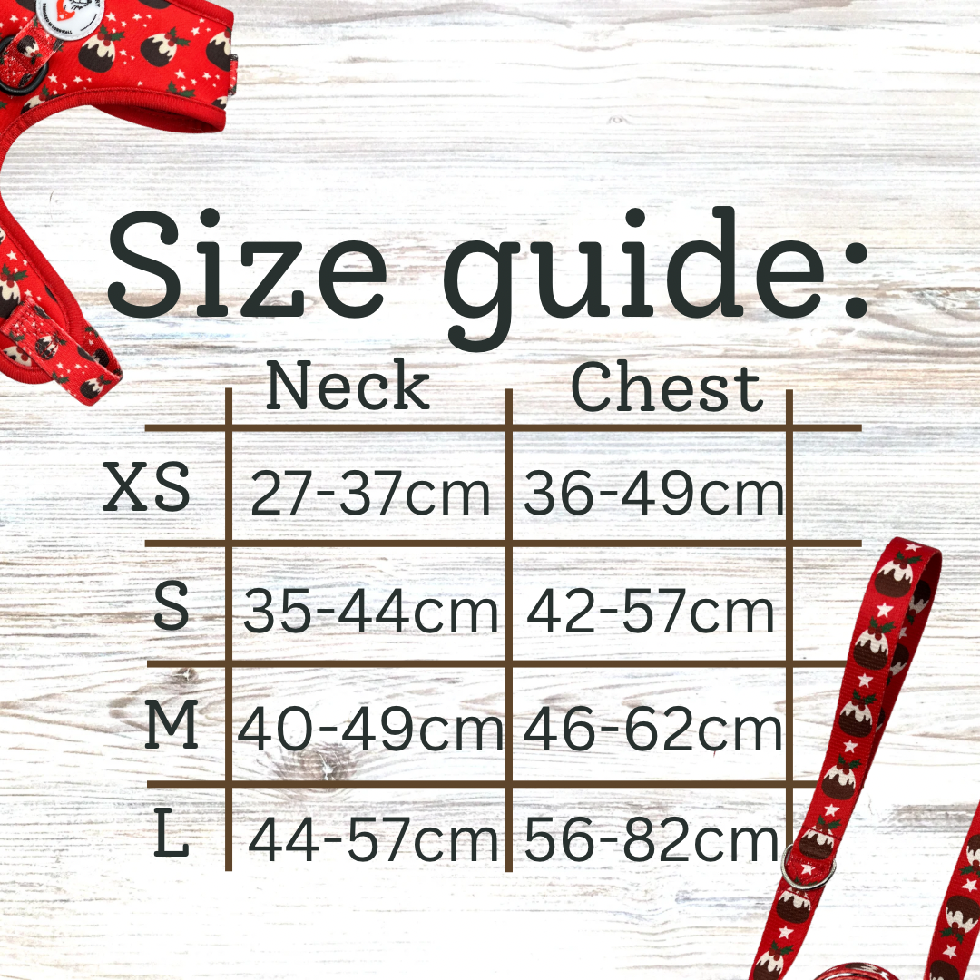 Christmas dog harness size guide