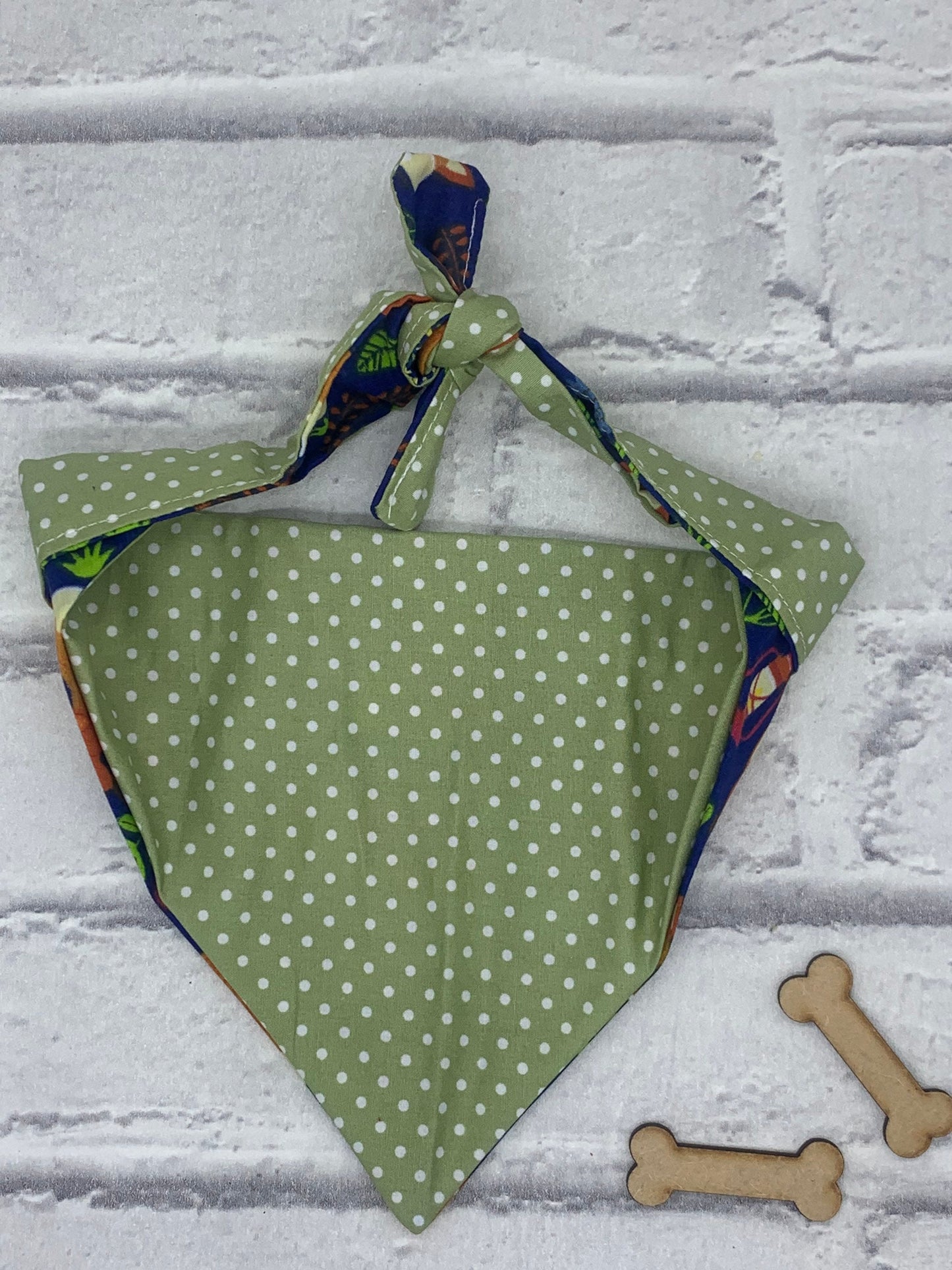 Navy fox reversible dog bandana handmade