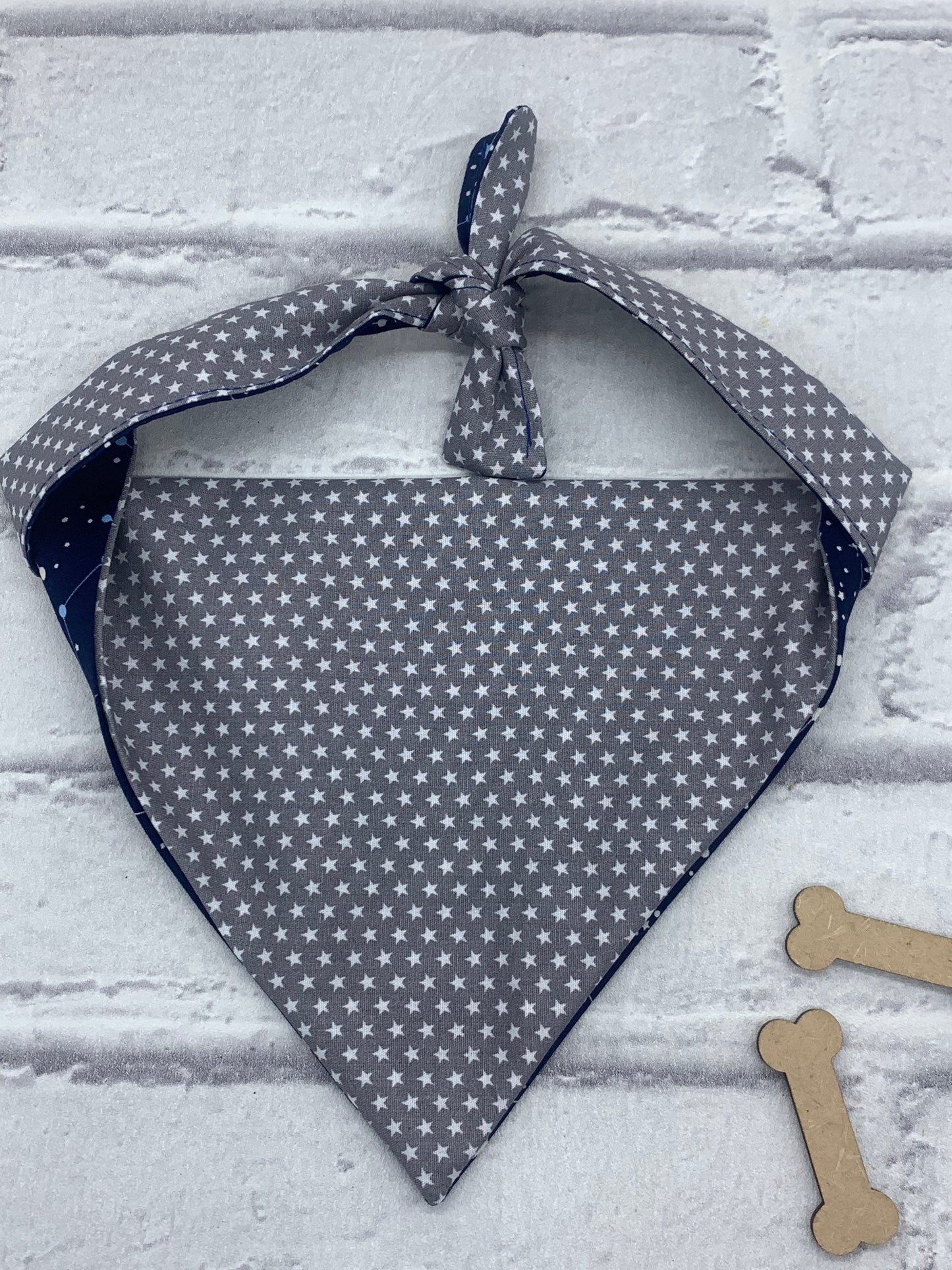 Navy constellation reversible dog bandana handmade