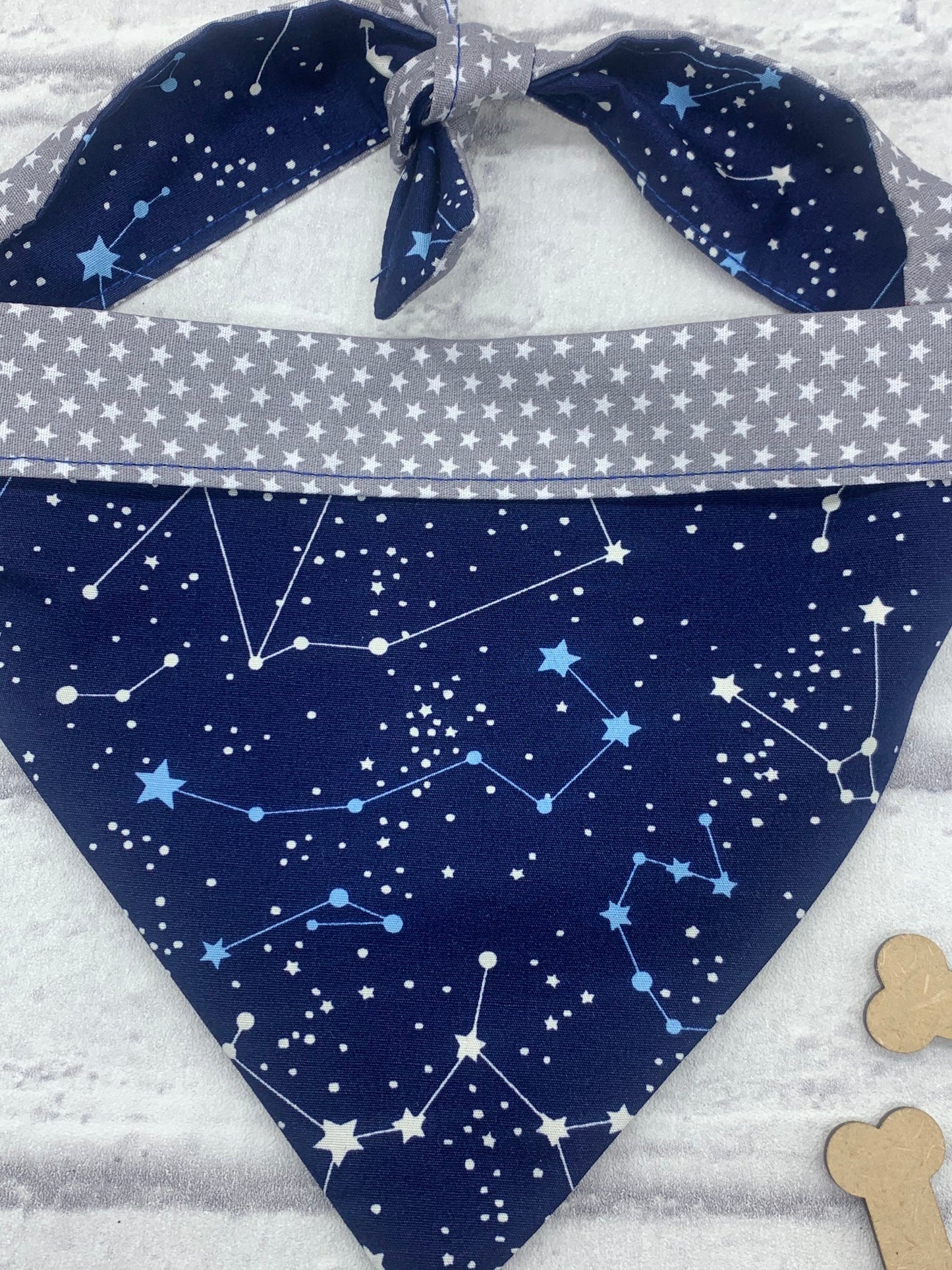 Navy constellation reversible dog bandana handmade