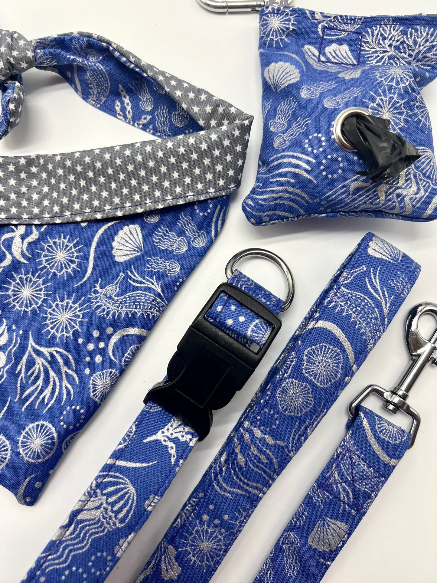 Metallic jellyfish reversible dog bandana