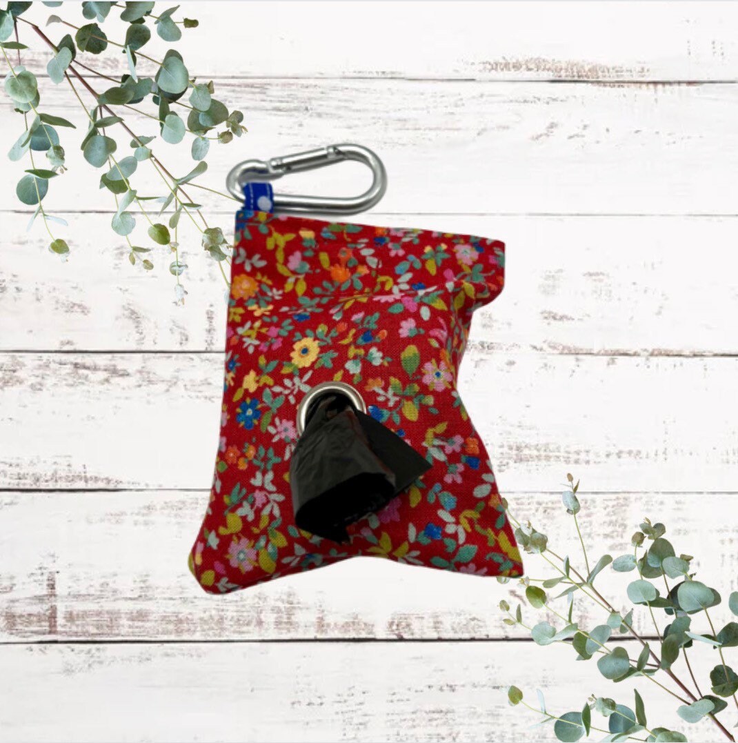 Wildflowers print handmade dog poo bag dispenser
