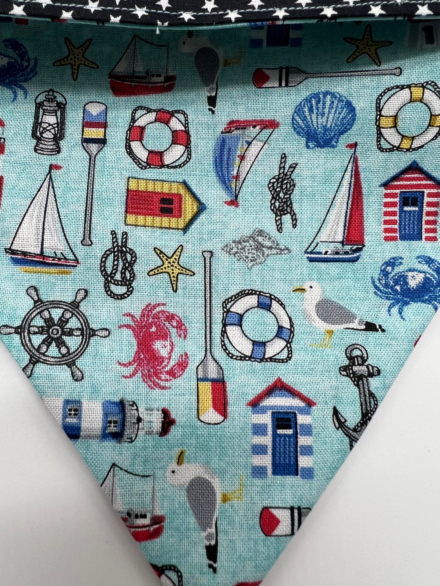 Pale blue nautical icons reversible dog bandana
