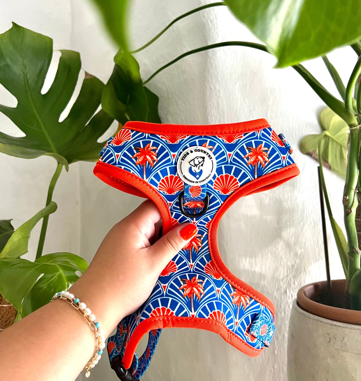 Blue & Red Adjustable Dog Harness from Tide & Country Shell Yeah! Collection