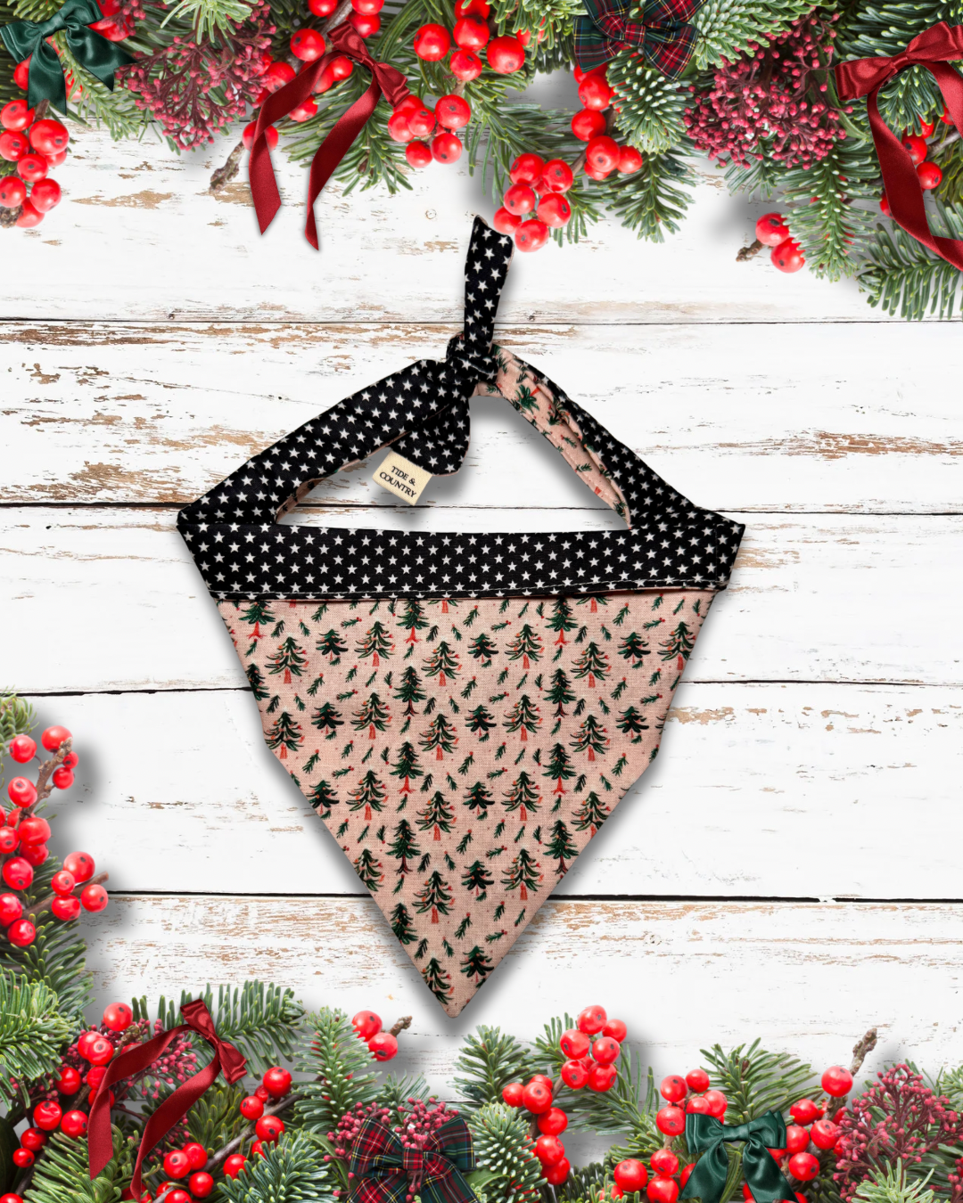 Christmas trees on pale pink