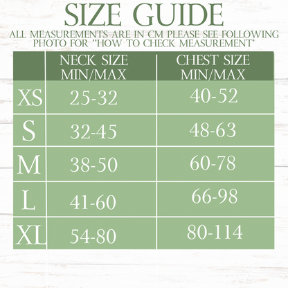 Tough dog harness size guide