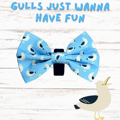 Gulls just wanna have fun dog bow tie