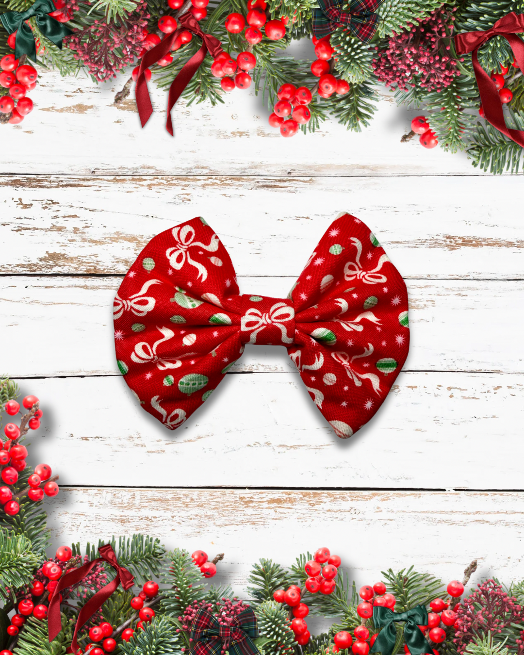 Bows and baubles Christmas dog bow