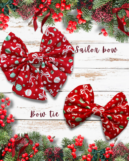 Bows and baubles Christmas dog bow