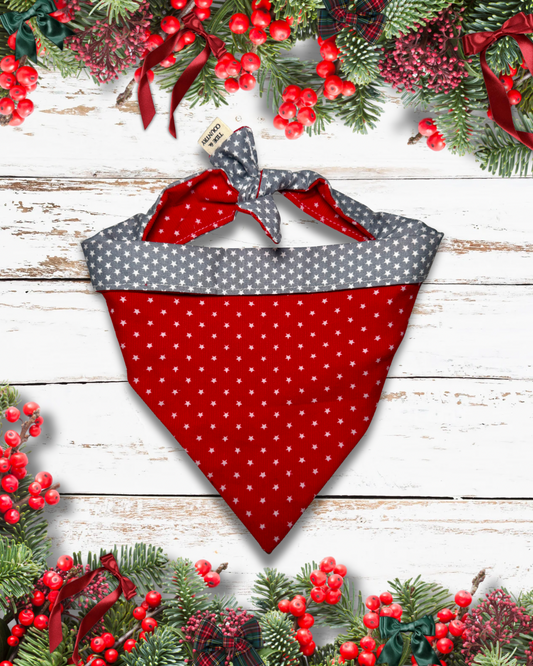 Red corduroy star dog bandana