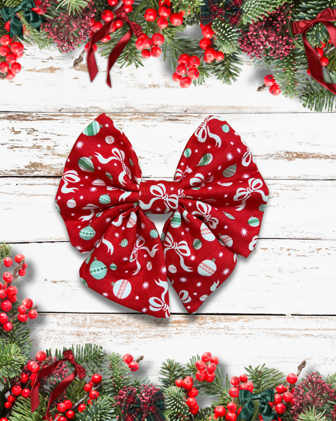Bows and baubles Christmas dog bow