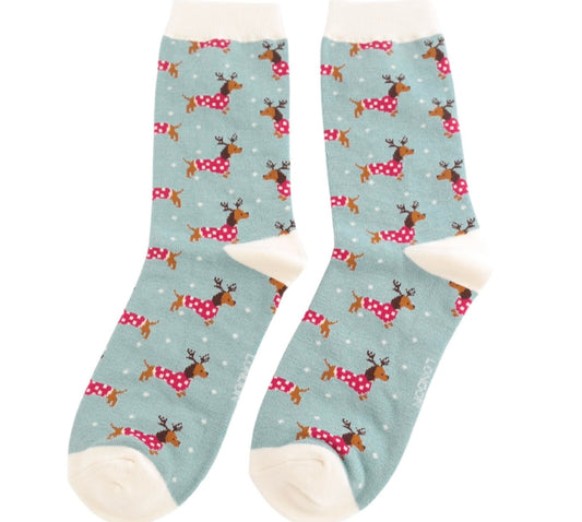 Reindeer-Daschund Christmas socks