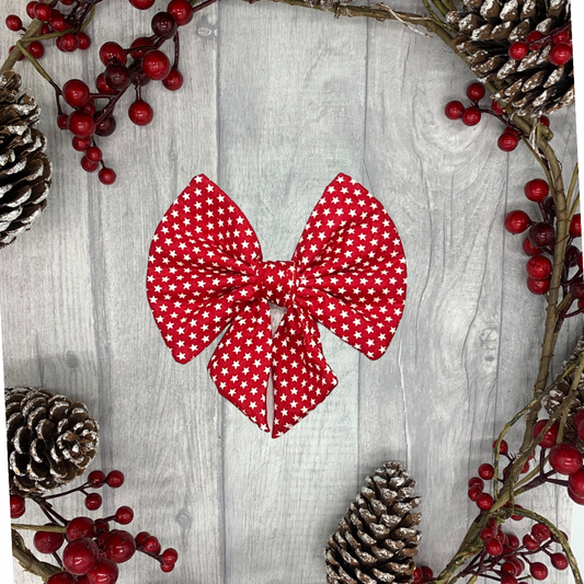 Red and white stars Christmas bow tie