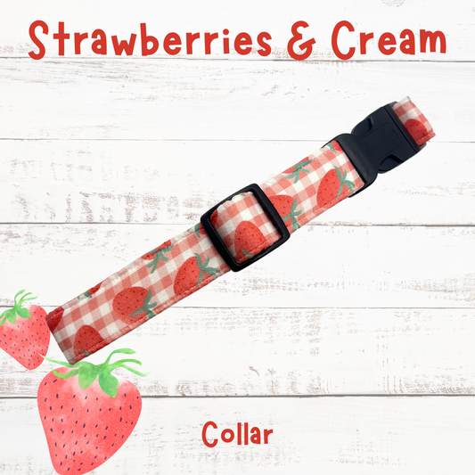 Strawberries & cream dog collar