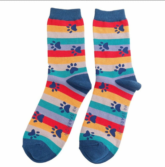 Rainbow paw print Men’s socks