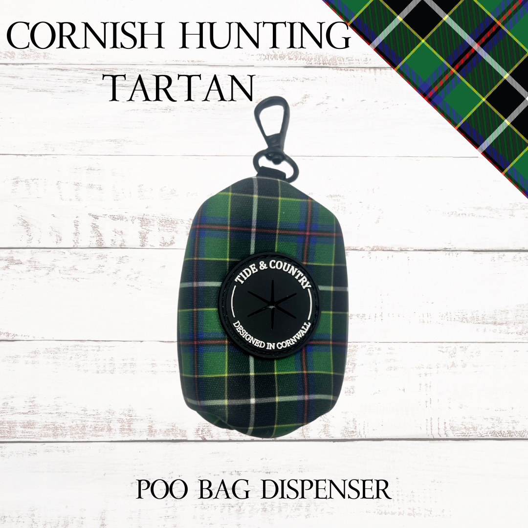 Cornish hunting tartan dog poo bag dispenser