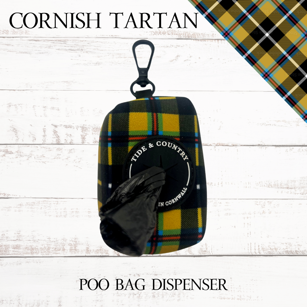 Cornish tartan dog poo bag dispenser