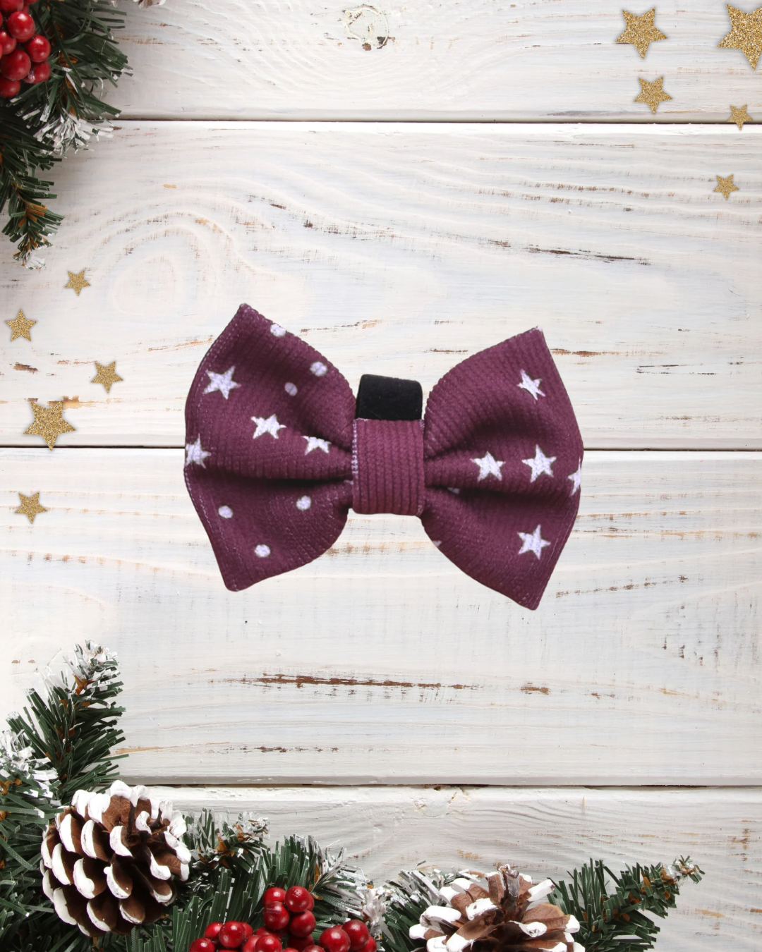 Merlot corduroy Dog Bow Tie