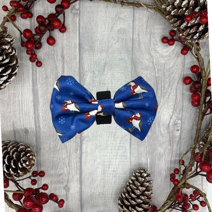Snowy Seagulls Dog Bow Tie