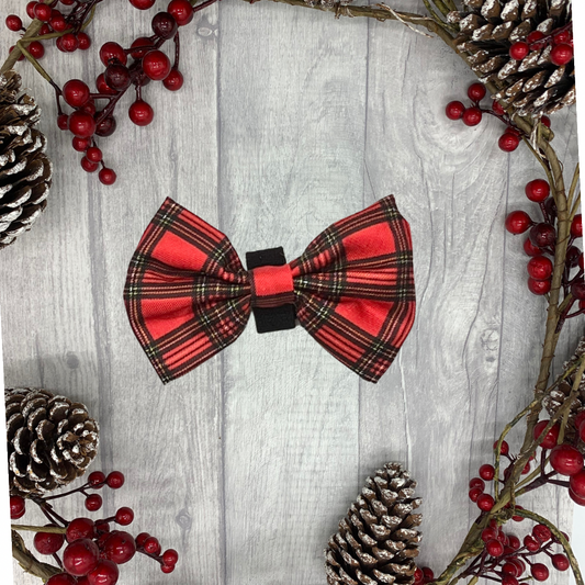 Red Tartan Dog Bow Tie