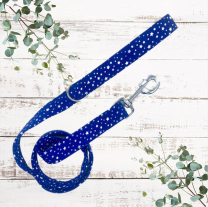 Blue corduroy mini star dog lead