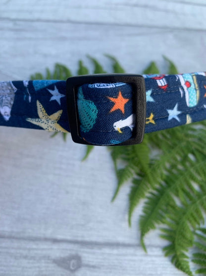 Nautical navy dog collar