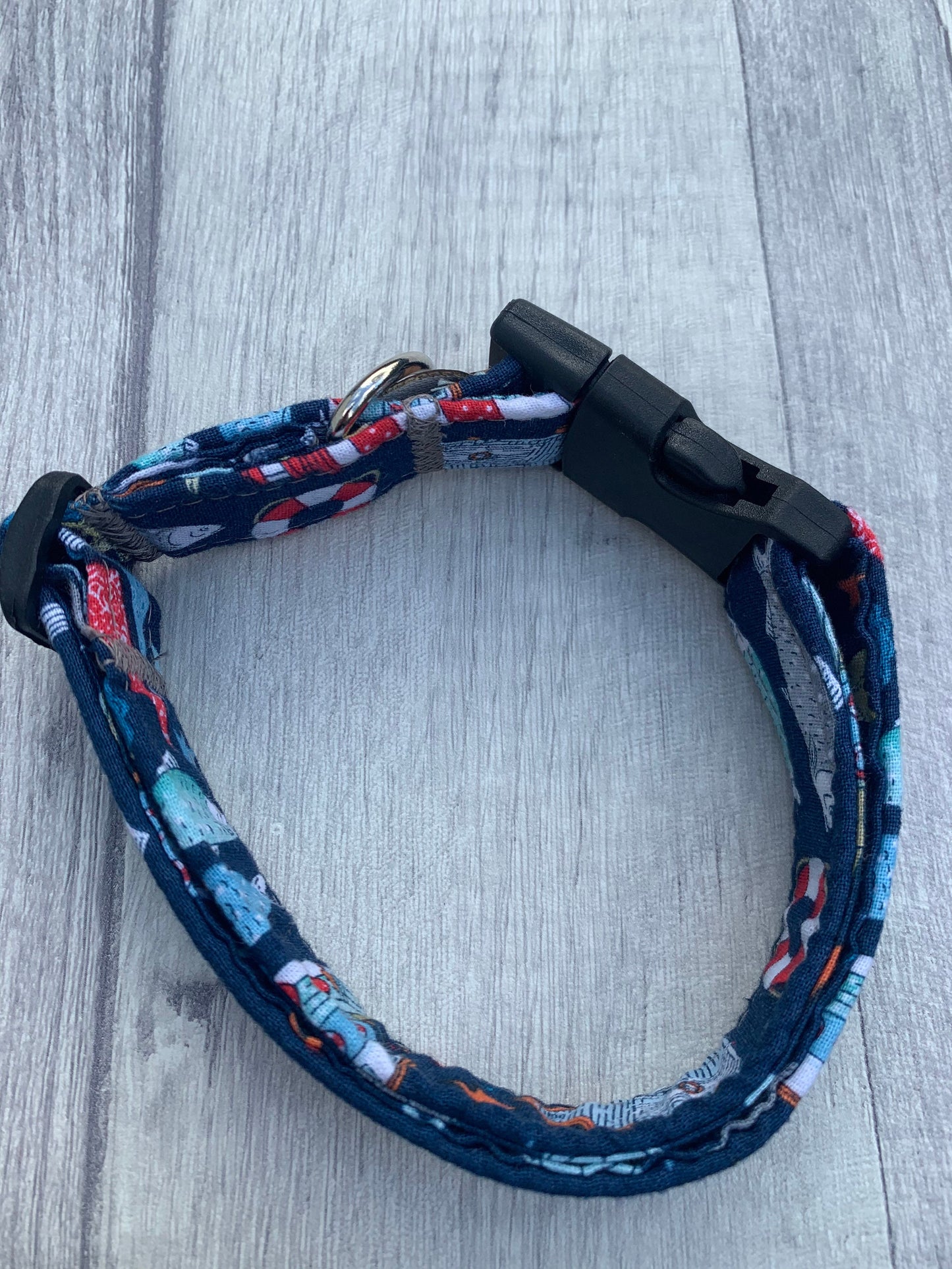 Nautical navy dog collar