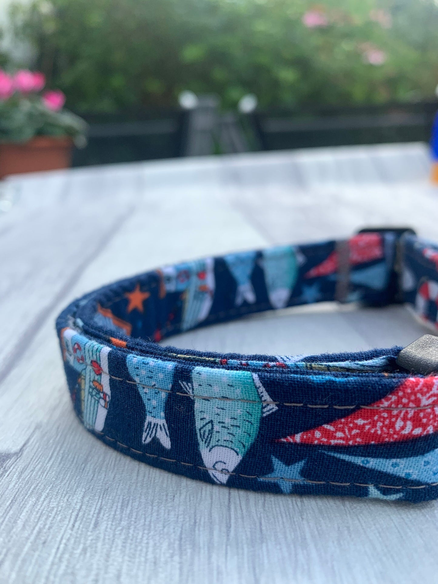 Nautical navy dog collar