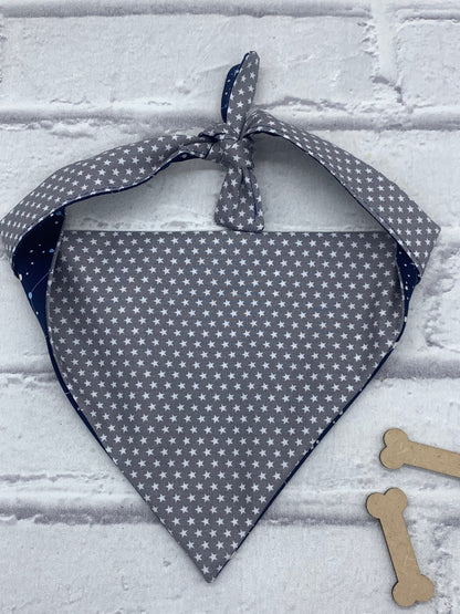 Navy constellation reversible dog bandana handmade
