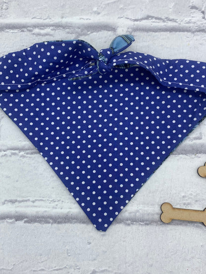 Blue tartan dog bandana handmade