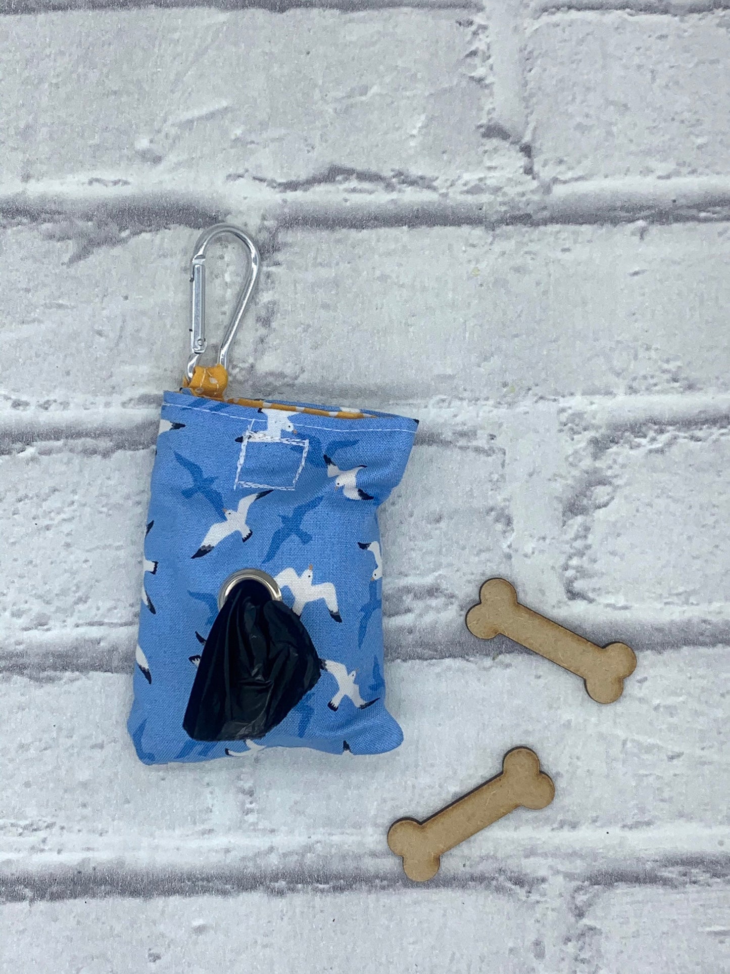 Blue seagulls dog poo bag dispenser