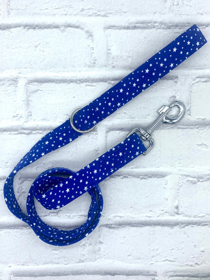 Blue corduroy mini star dog lead