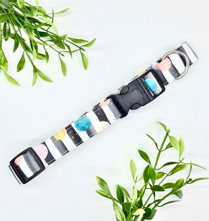 Striped confetti handmade adjustable dog collar