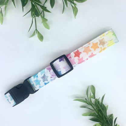 Rainbow star handmade dog collar adjustable