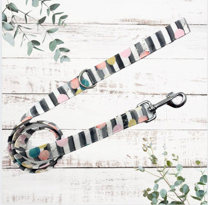 Striped confetti handmade dog lead
