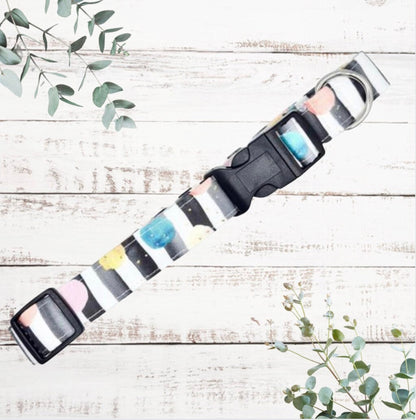 Striped confetti handmade adjustable dog collar