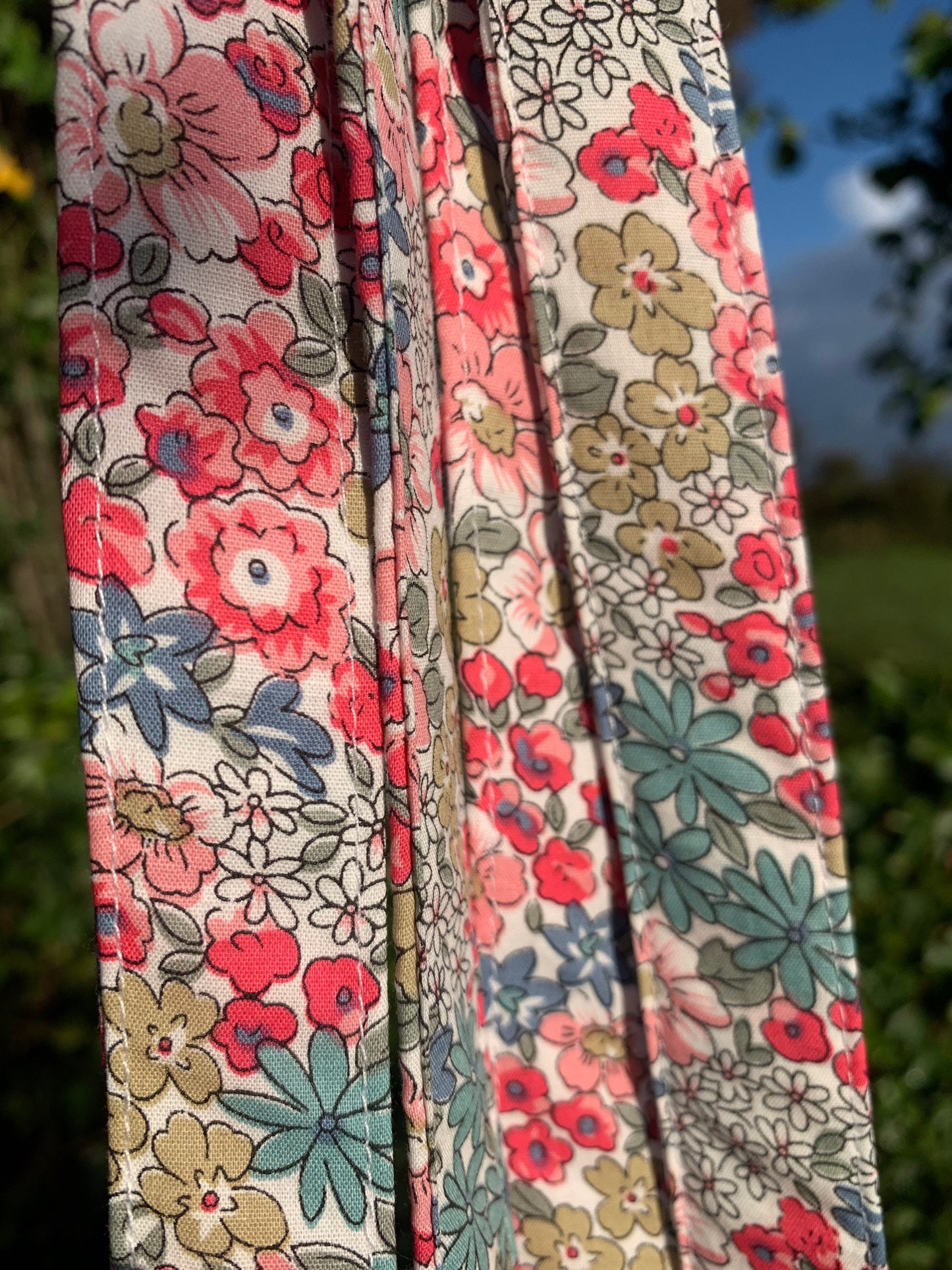Pink and turquoise floral dog lead handmade in cornwall