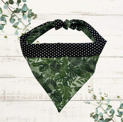 Jungle leaves reversible dog bandana