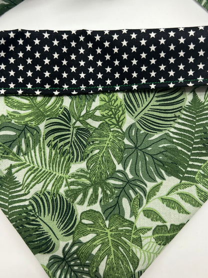 Jungle leaves reversible dog bandana