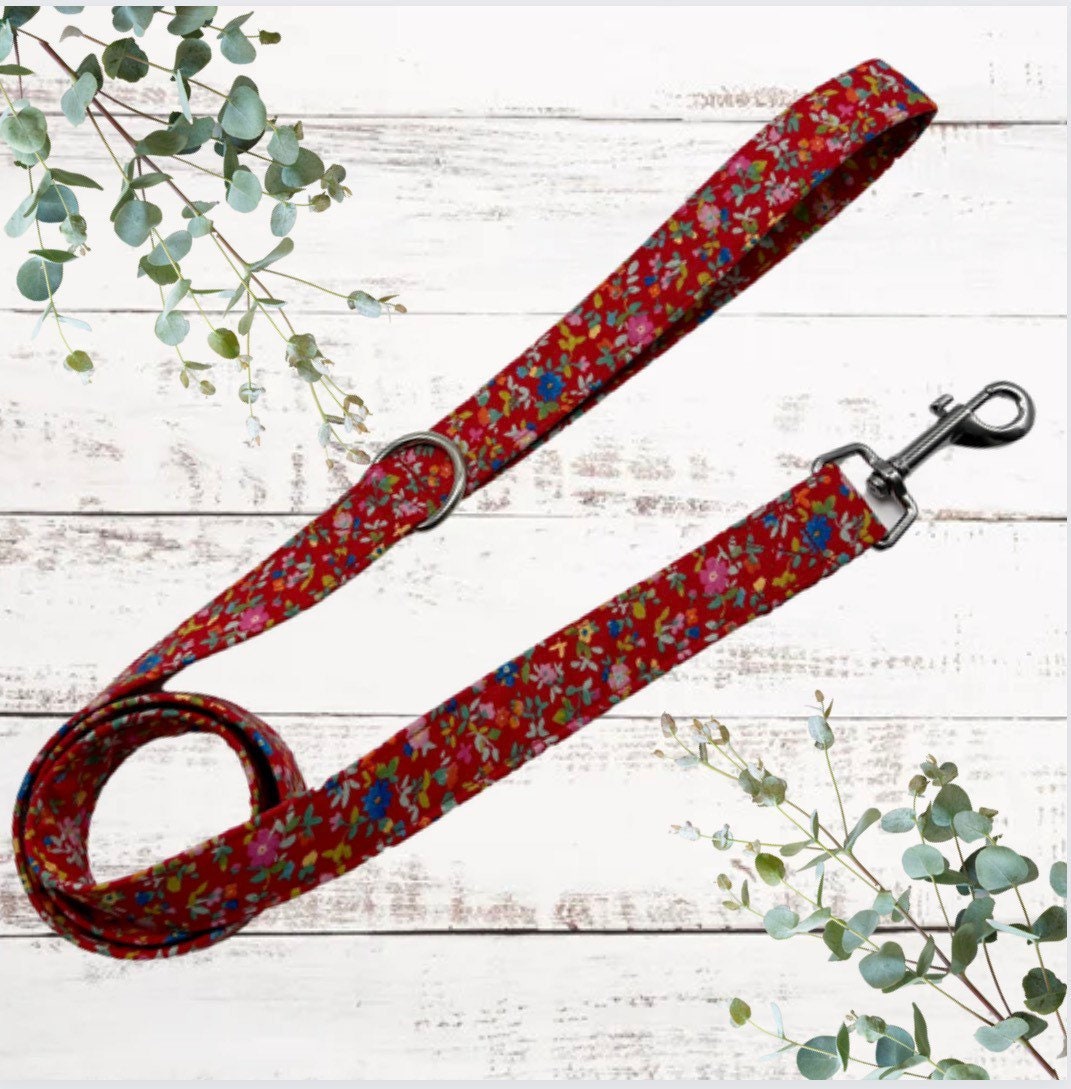 Wildflowers print dog lead with d ring
