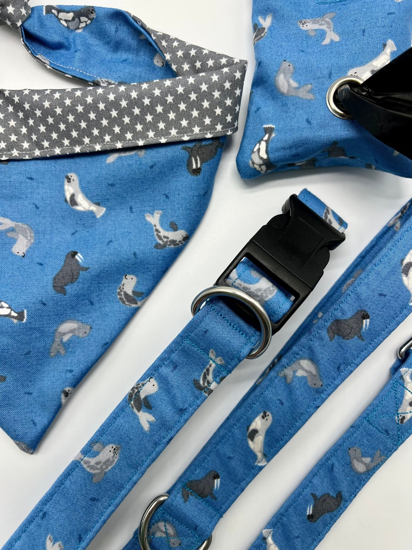 St Ives Seal print adjustable dog collar