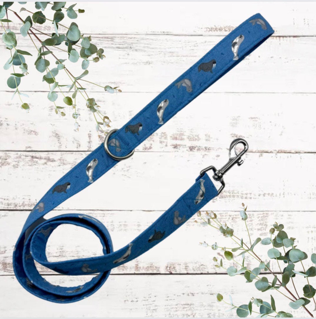St Ives Seal print dog lead with d ring