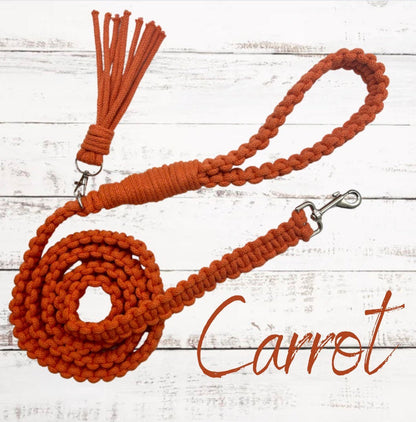 Handmade macrame dog leads with detachable tassel