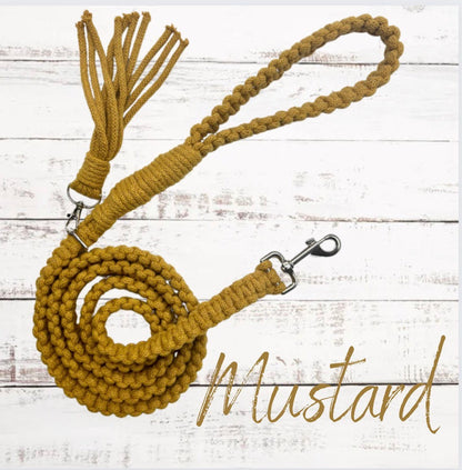 Handmade macrame dog leads with detachable tassel