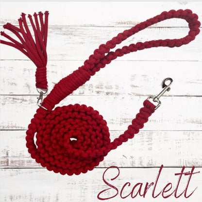 Handmade macrame dog leads with detachable tassel